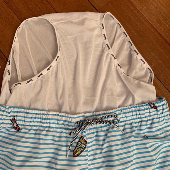 Boardies Blue and White Stripe Swim Trunks - Picture 11 of 12